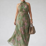 Mirelle | Gathered Halter Midi Dress
