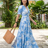 Ione | Short Sleeve V Neck Floral Midi Dress