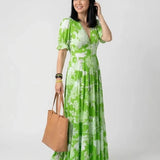 Ione | Short Sleeve V Neck Floral Midi Dress