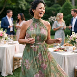 Mirelle | Gathered Halter Midi Dress