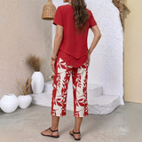 Arvessa™ | Casual Leaf Print Two Piece Set