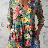 Nabila | Flowing V-Neck Long Blouse