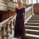 Calen | Off Shoulder Flow Midi Dress