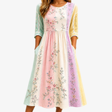Li Xuan - Pastel Garden Panel Pocket Midi Dress