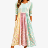 Raihana - Spring Bloom Patchwork Pocket Midi Dress