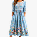 Natasha - Sky Blossom Garden Midi Dress