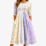 Xin Hui - Lavender Meadow Patchwork Midi Dress