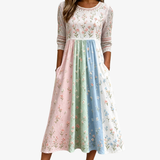 Nurin - Pastel Meadow Floral Pocket Midi Dress