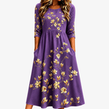 Nur Afiqah - Golden Magnolia Charm Pocket Midi Dress