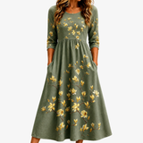 Aina - Sage Blossom Grace Pocket Midi Dress