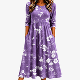 Sofea - Lavender Bloom Comfort Pocket Midi Dress