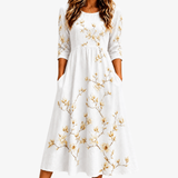 Adeline - Ivory Blossom Grace Pocket Midi Dress