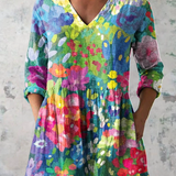 Izzah | Flowing V-Neck Long Blouse
