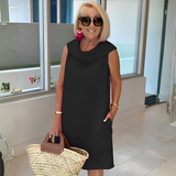 Perla – Sleeveless Sheath Dress with Round Neck