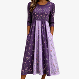 Shu Wen - Lavender Wildflower Panel Midi Dress