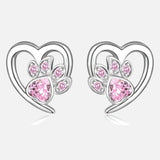 Paw and Heart Earrings with Zirconia