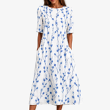 Nur Iman - Blue Meadow Breeze Pocket Midi Dress