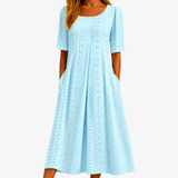 Fatin - Skylight Grace Eyelet Pocket Midi Dress