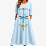 Shazana - Sky Meadow Dragonfly Pocket Midi Dress