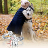 Adjustable Dog Ring in Silver – “Always in My Heart” with Zirconia