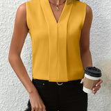 Beatrice — Timeless Sleeveless V-Neck Blouse