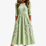 Maisarah - Sage Blossom Garden Pocket Midi Dress