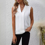 Beatrice — Timeless Sleeveless V-Neck Blouse