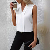 Beatrice — Timeless Sleeveless V-Neck Blouse