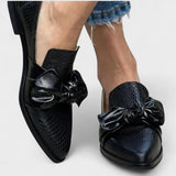 Aina | Bow-Detail Black Loafers