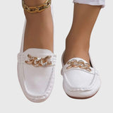 Hui Min | Chain-Detail White Loafers