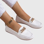 Hui Min | Chain-Detail White Loafers