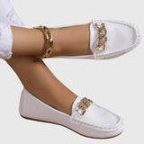 Hui Min | Chain-Detail White Loafers
