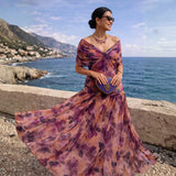Florendra | Long Floral V Neck Dress