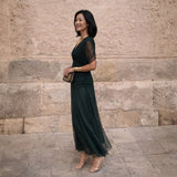Florendra | Long Floral V Neck Dress