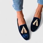 Nadia | Satin-Look Blue Loafers