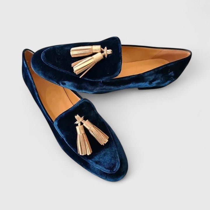 Nadia | Satin-Look Blue Loafers