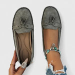 Rachel | Bow-Detail Blue Moccasins