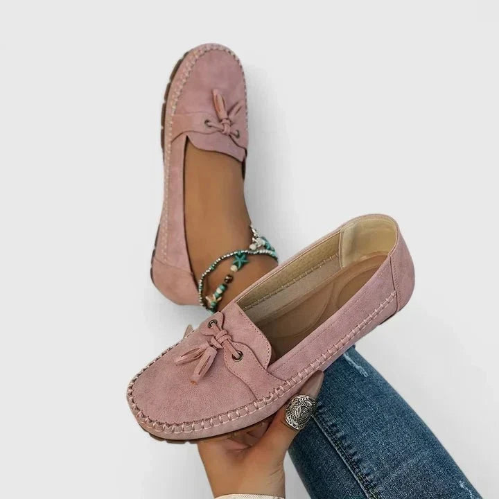 Rachel | Bow-Detail Blue Moccasins