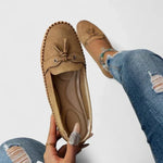 Rachel | Bow-Detail Blue Moccasins
