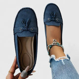 Rachel | Bow-Detail Blue Moccasins