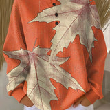 Marlene | Jumper in Orange with Autumn Leaves
