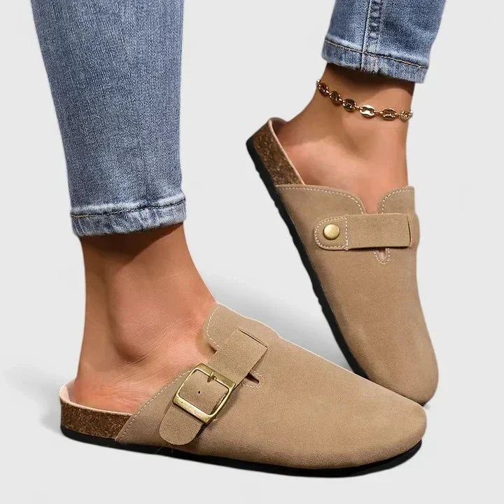 Amirah | Strap-Detail Beige Loafers