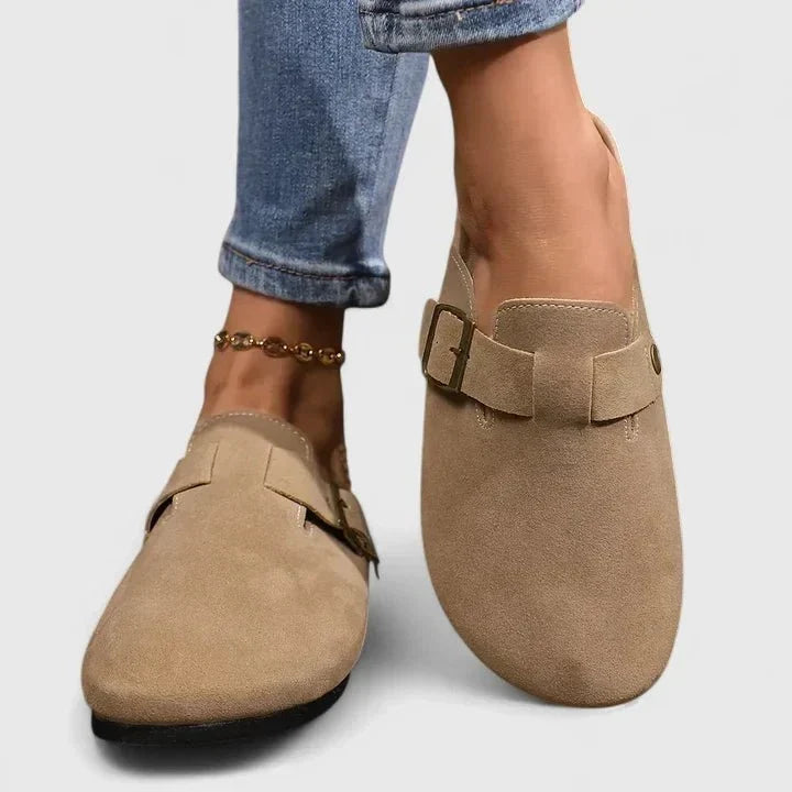 Amirah | Strap-Detail Beige Loafers