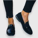 Aqilah | Croc-Embossed Blue Loafers