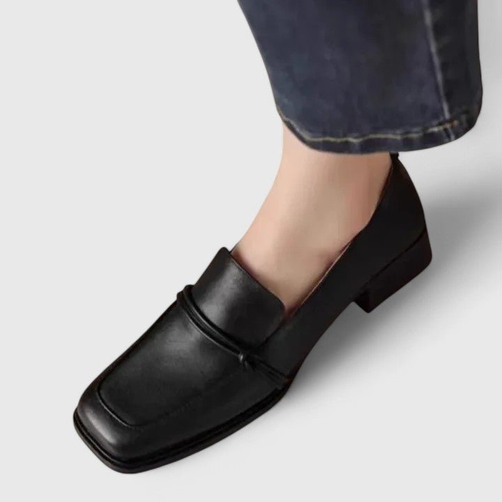 Sharon | Block-Heel Black Loafers