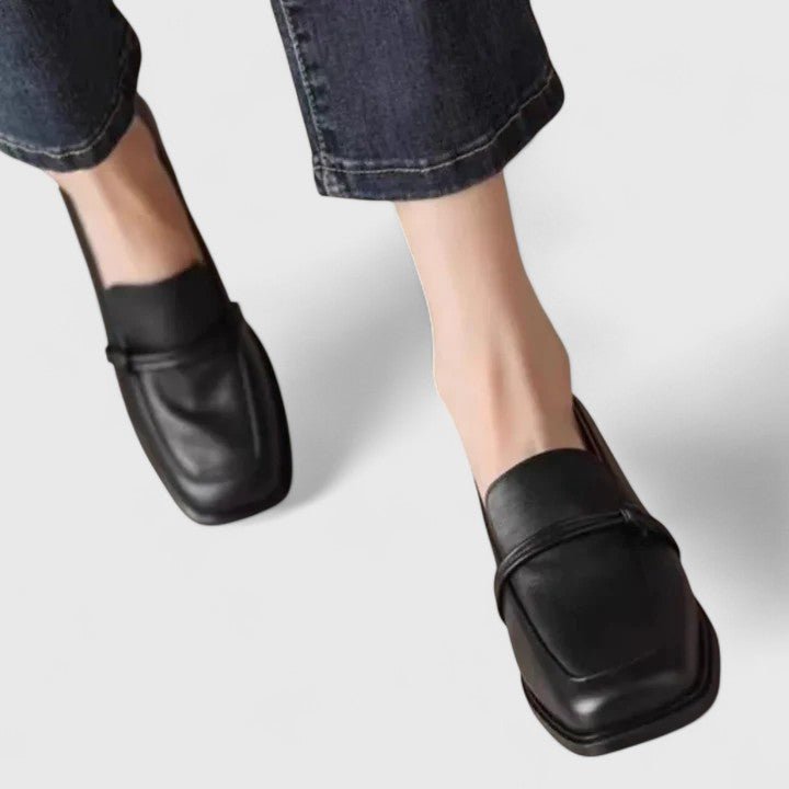Sharon | Block-Heel Black Loafers