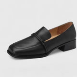 Sharon | Block-Heel Black Loafers
