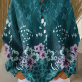Paula | Pullover in Turquoise with Flowers