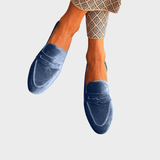 Aisyah | Satin-Look Blue Loafers