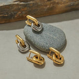 Minimalist Two Tone Gold Oval Earrings